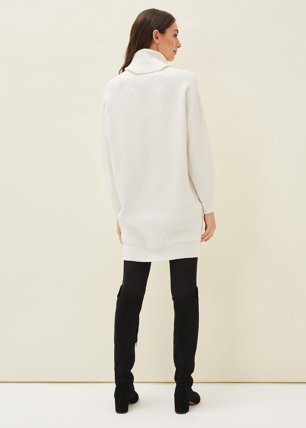 Nisha Roll Neck Jumper Dress - Winter White