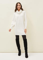 Nisha Roll Neck Jumper Dress - Winter White