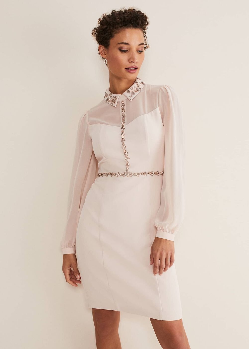 Avah Embellished Fitted Dress - Cameo