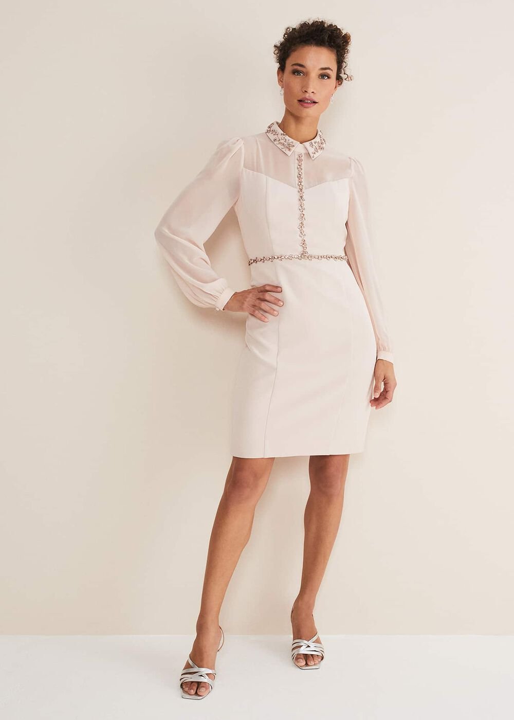 Avah Embellished Fitted Dress - Cameo