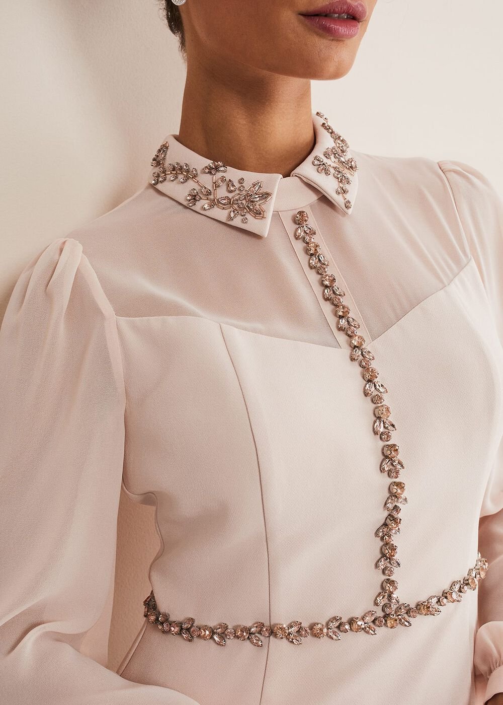 Avah Embellished Fitted Dress - Cameo