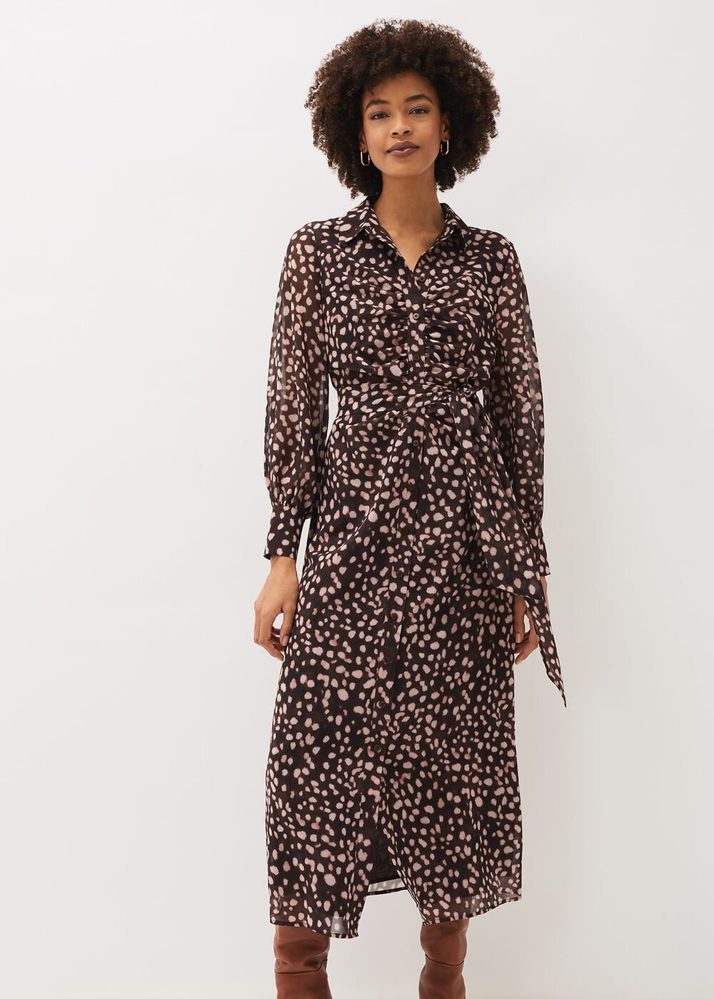 Libby Spot Print Midi Dress - Pink Multi
