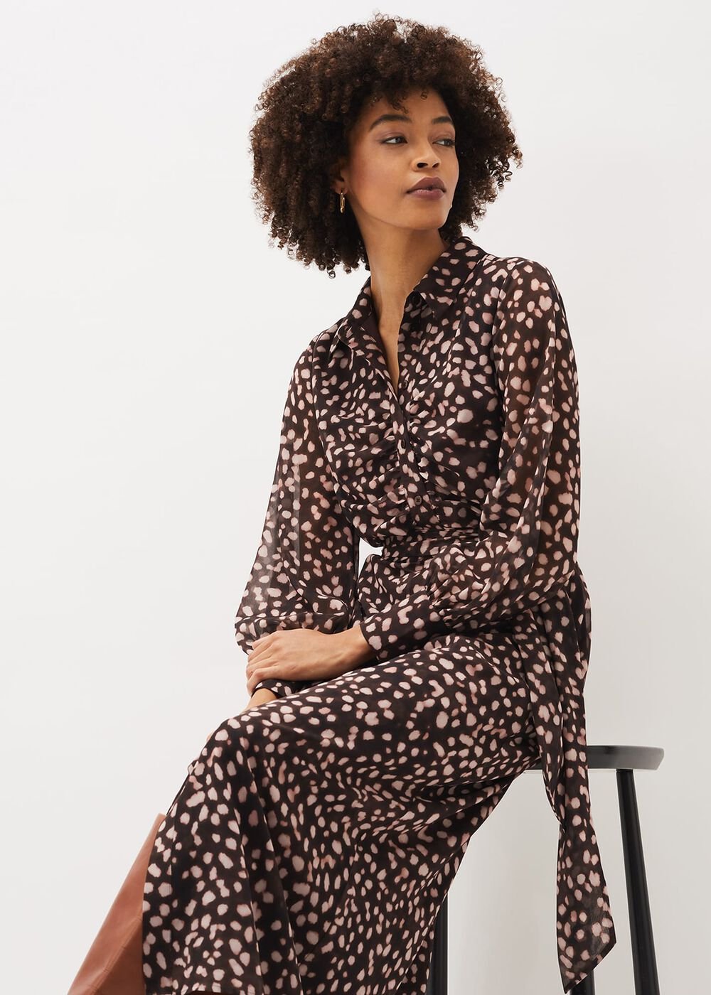 Libby Spot Print Midi Dress - Pink Multi