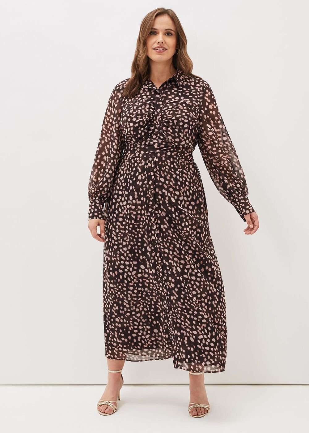 Libby Spot Print Midi Dress - Pink Multi