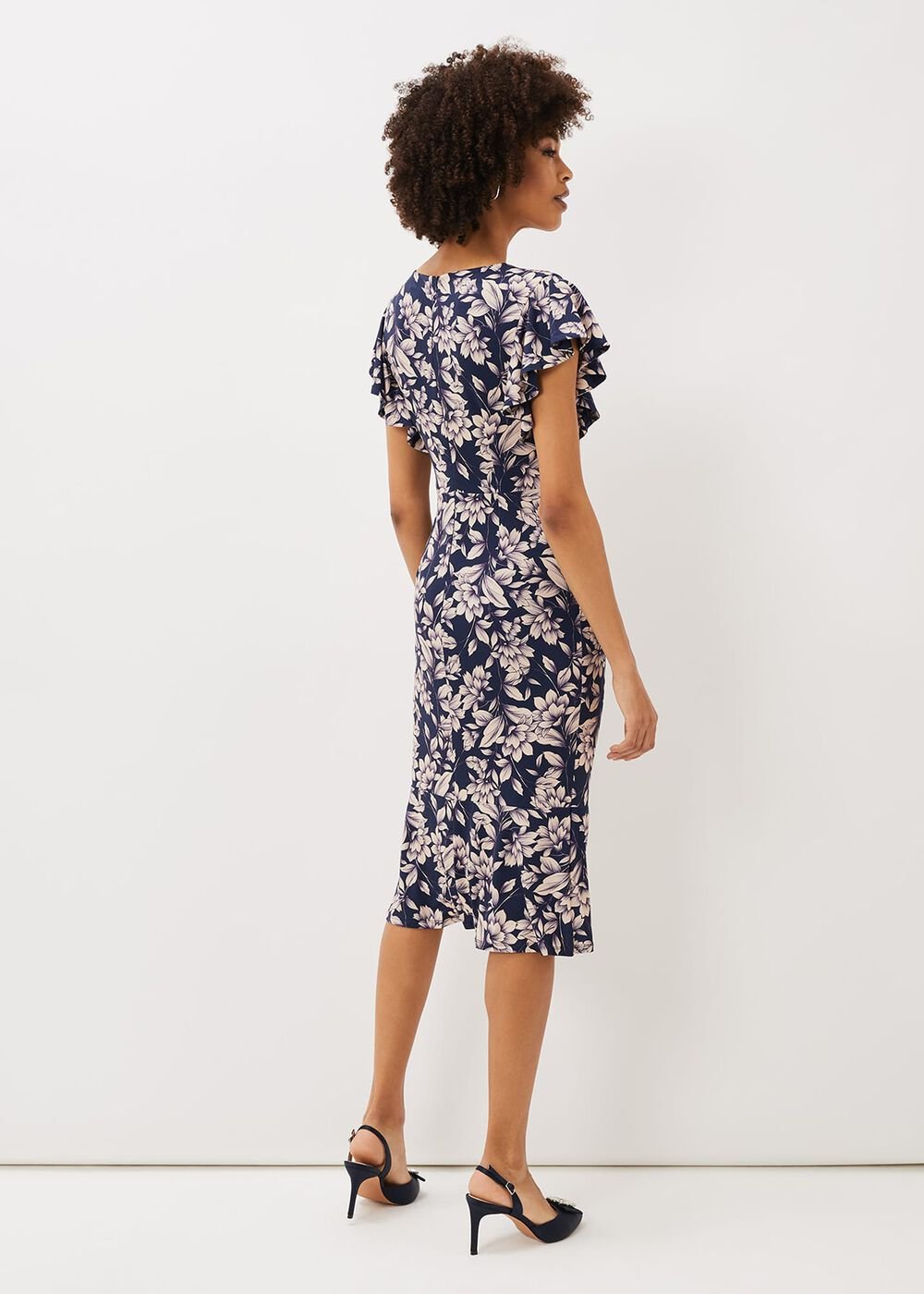 Zendaya Floral Jersey Dress - Perussian Blue/Cameo