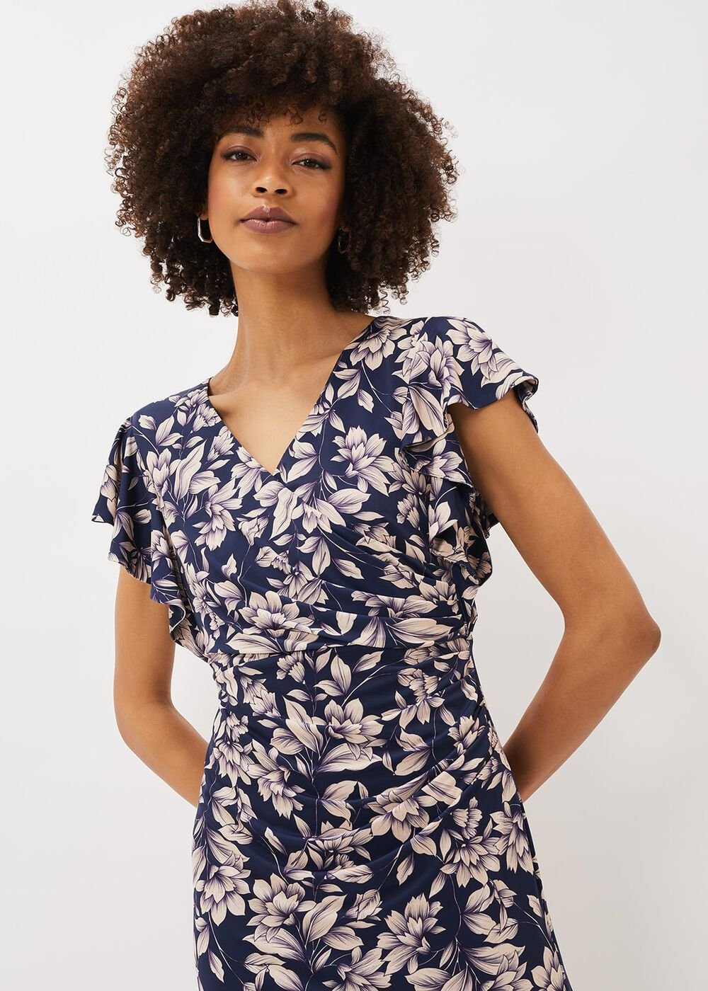 Zendaya Floral Jersey Dress - Perussian Blue/Cameo