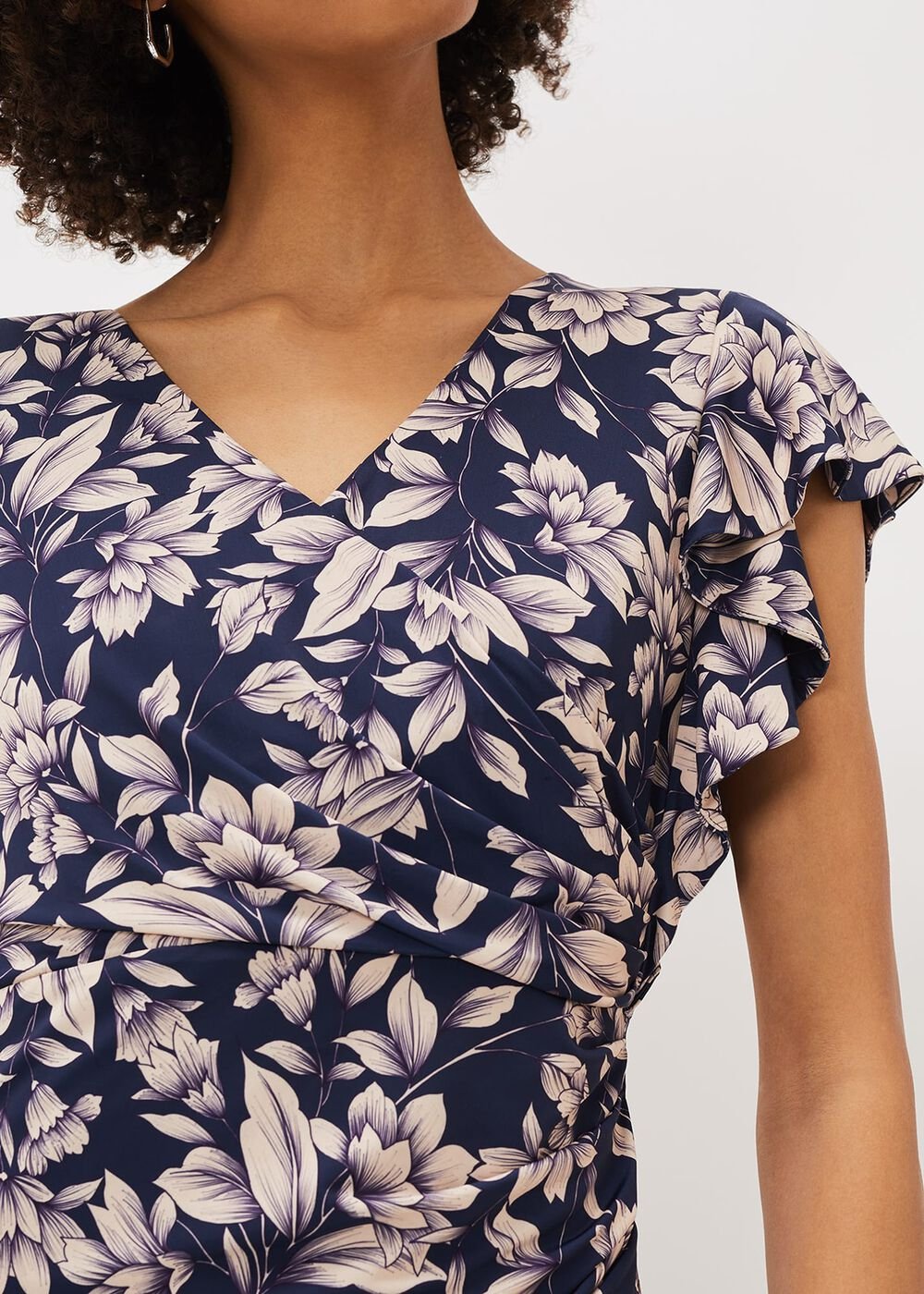 Zendaya Floral Jersey Dress - Perussian Blue/Cameo