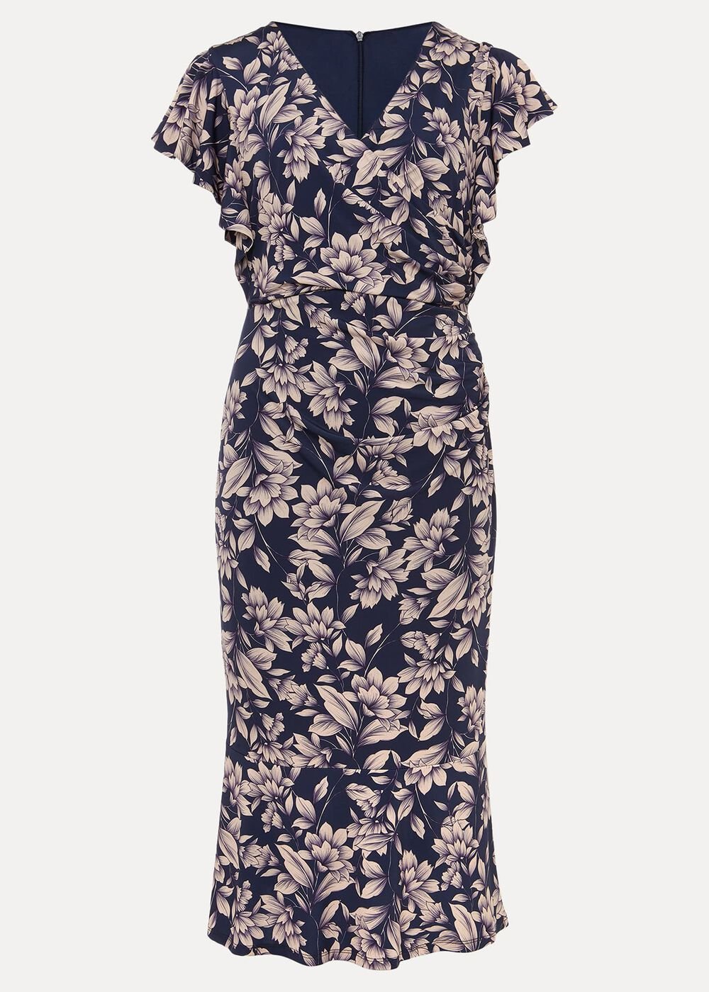 Zendaya Floral Jersey Dress - Perussian Blue/Cameo