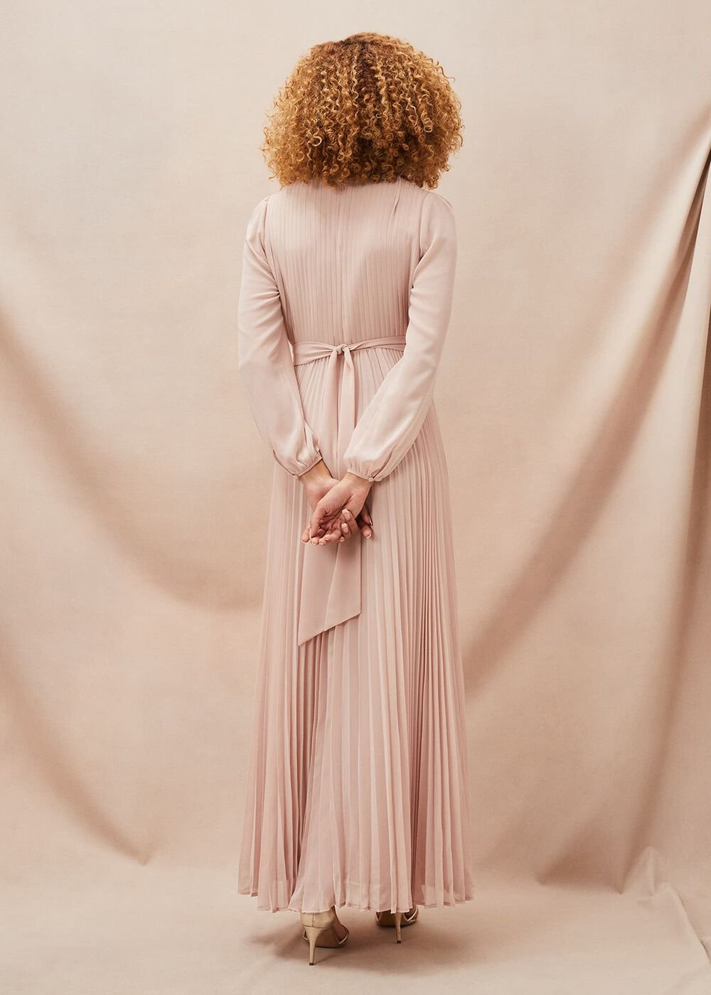 Alecia Pleated Chiffon Maxi Dress - Antique Rose