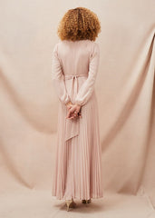 Alecia Pleated Chiffon Maxi Dress - Antique Rose