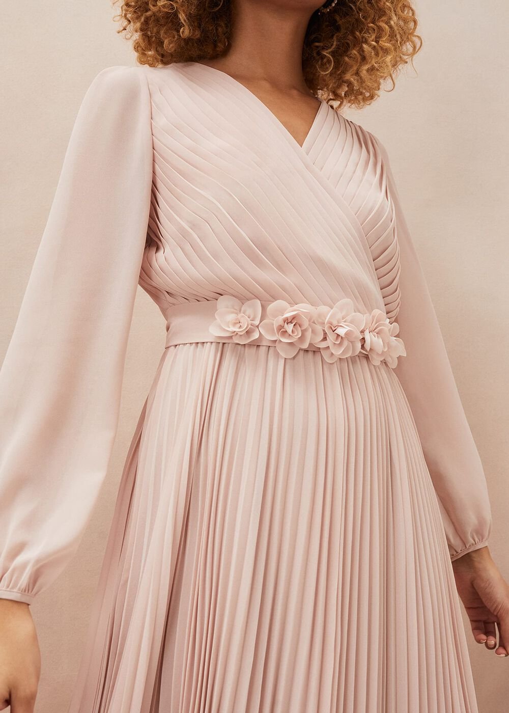 Alecia Pleated Chiffon Maxi Dress - Antique Rose