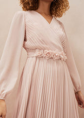 Alecia Pleated Chiffon Maxi Dress - Antique Rose