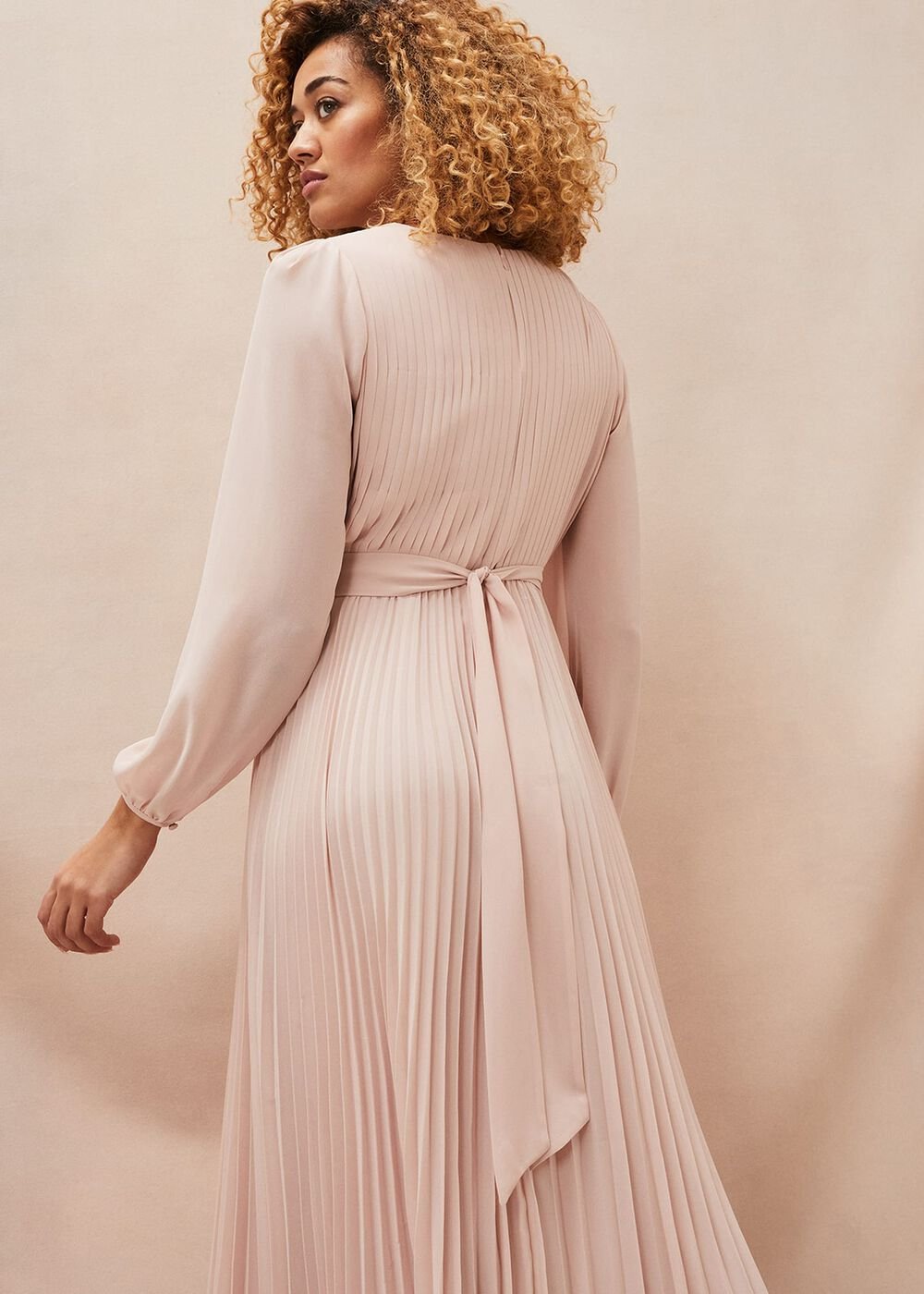 Alecia Pleated Chiffon Maxi Dress - Antique Rose