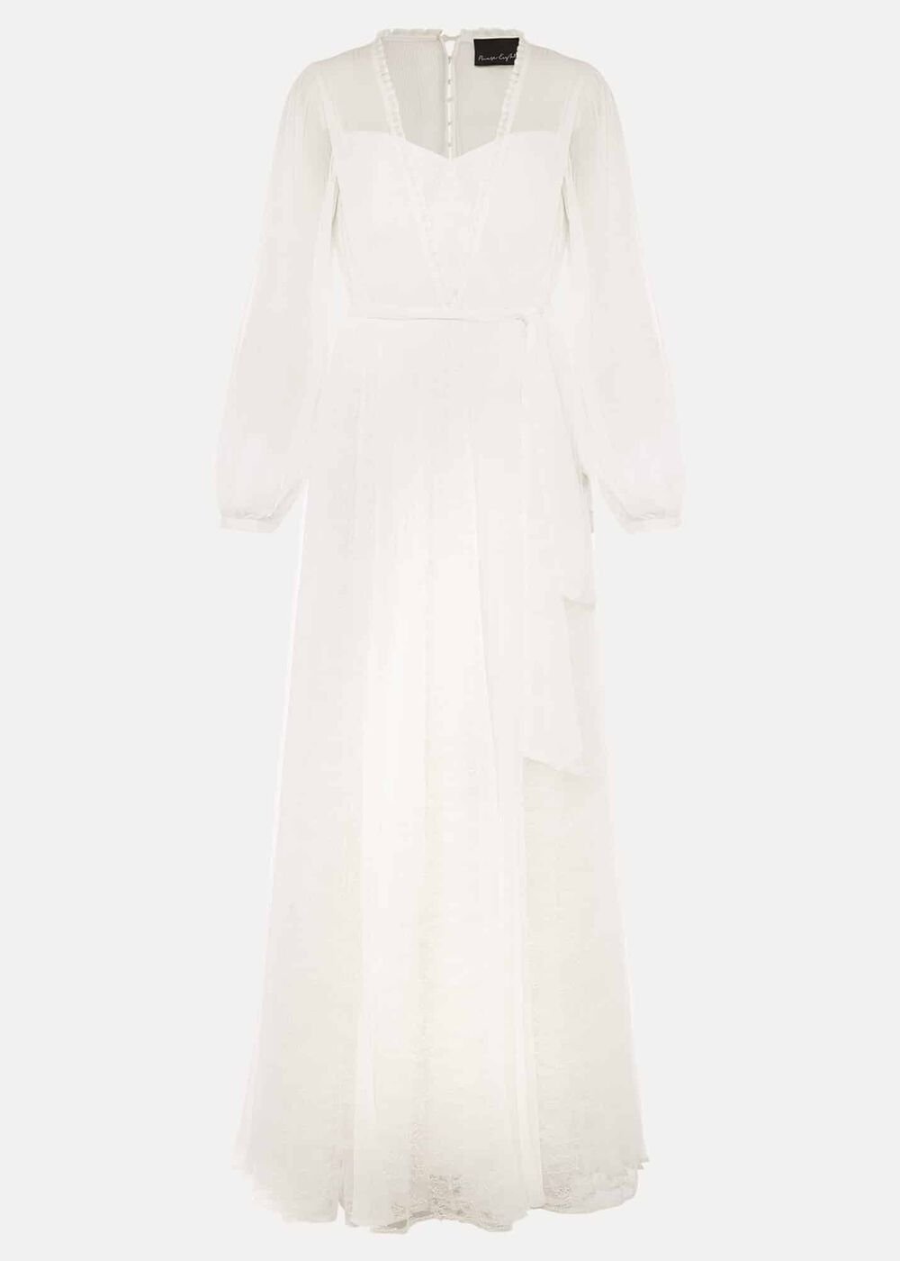 Mariana Pleated Lace Wedding Dress - Pearl