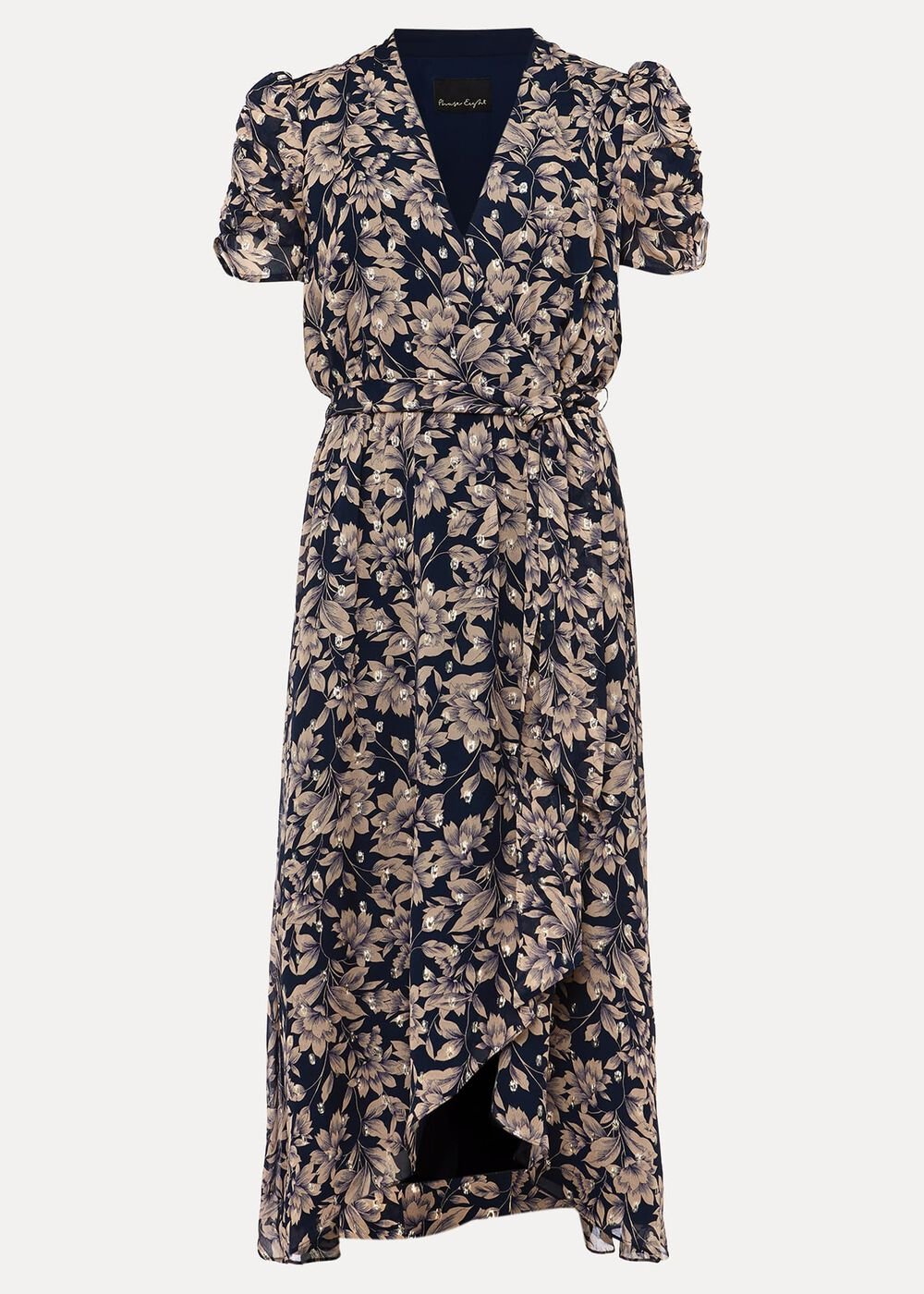 Zendaya Floral Dress - Perussian Blue/Taupe