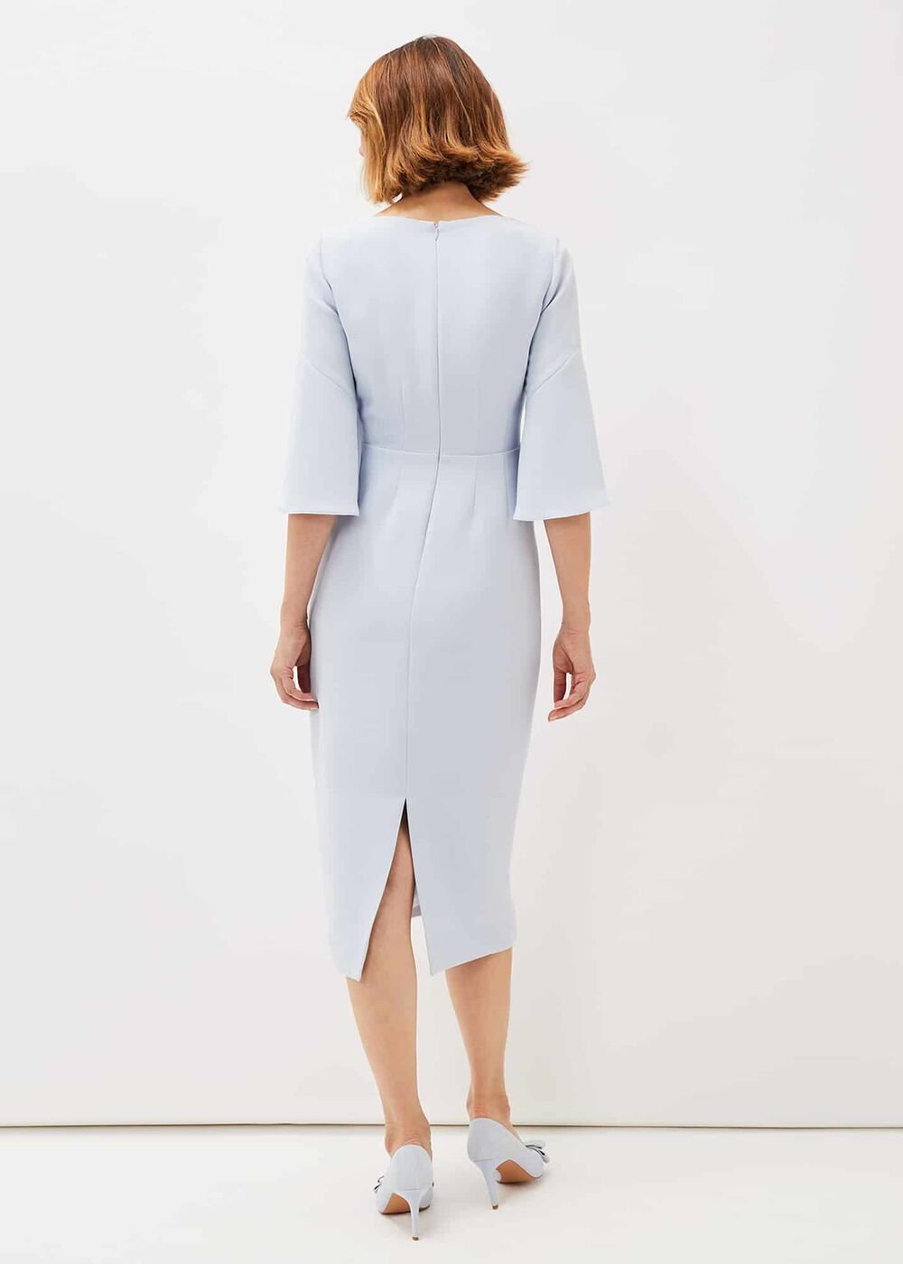 Layla Bow Detail Fitted Dress - Sky Blue