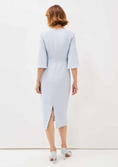 Layla Bow Detail Fitted Dress - Sky Blue