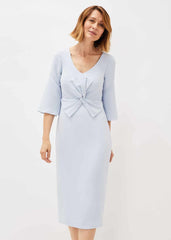 Layla Bow Detail Fitted Dress - Sky Blue