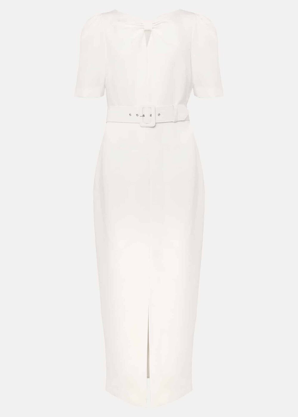 Niccola Fitted Belted Midaxi Dress - Oyster