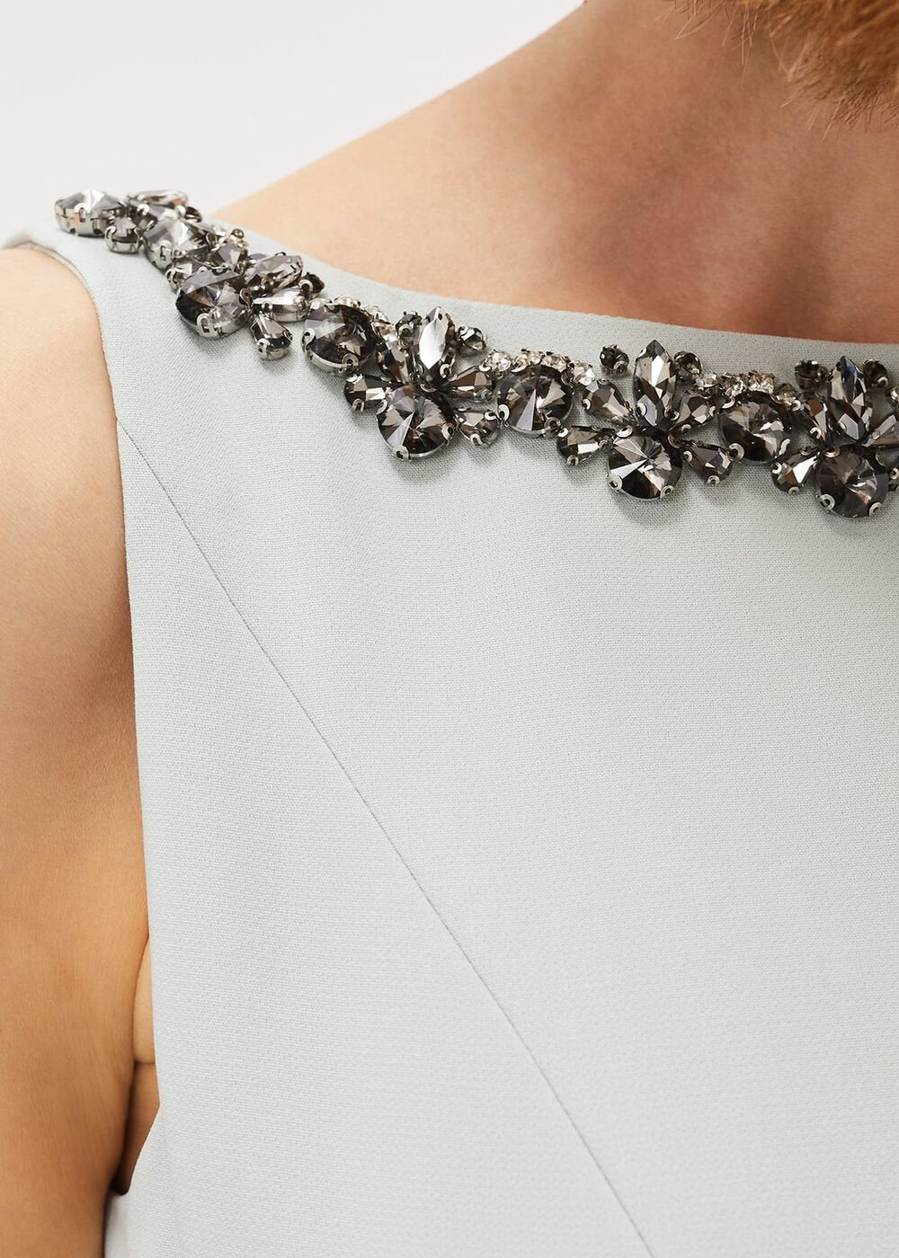 Nia Embellished Scuba Dress - Eau De Nil