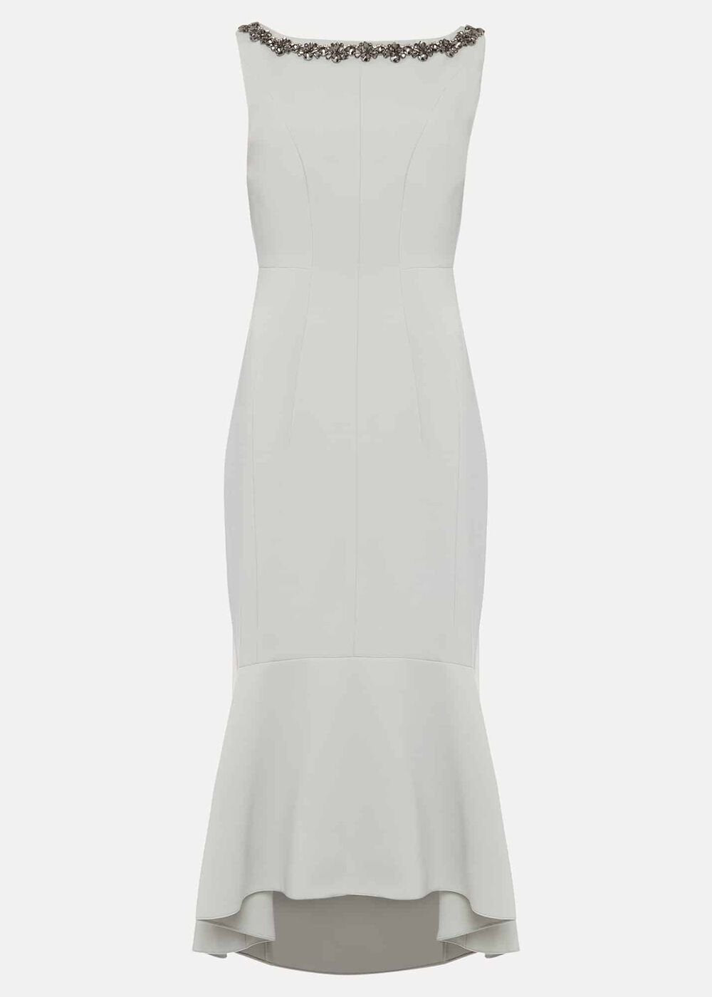 Nia Embellished Scuba Dress - Eau De Nil