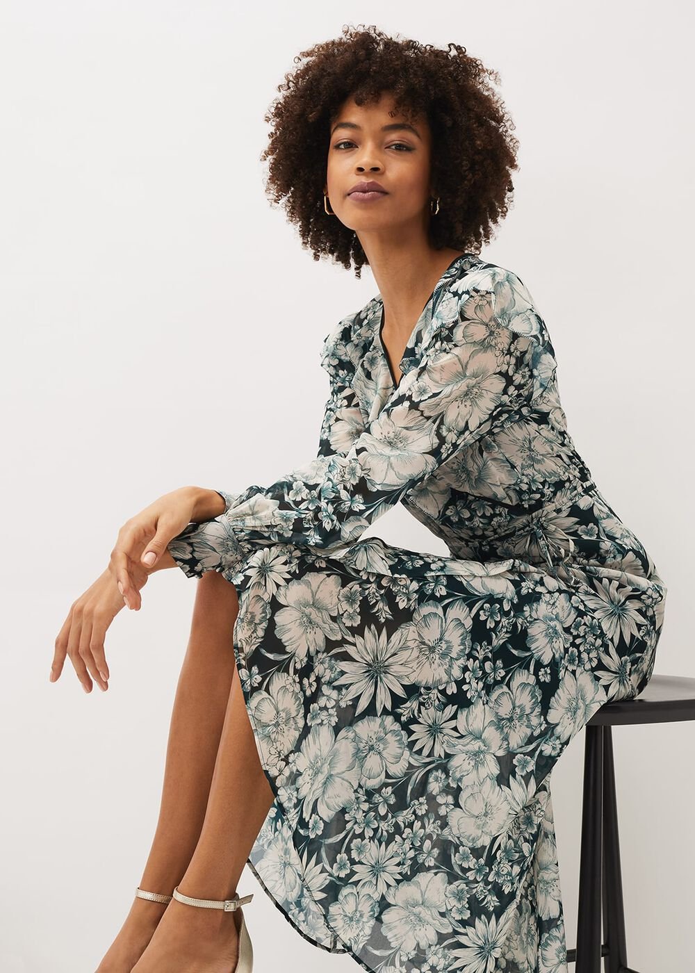 Indiana Floral Tiered Dress - Pine