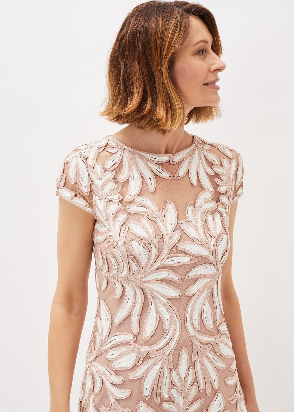 Anastasia Tapework Lace Dress - Antique Rose