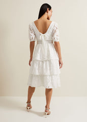Elyse Lace Tiered Wedding Dress - Ivory