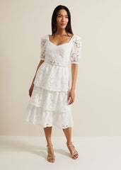 Elyse Lace Tiered Wedding Dress - Ivory