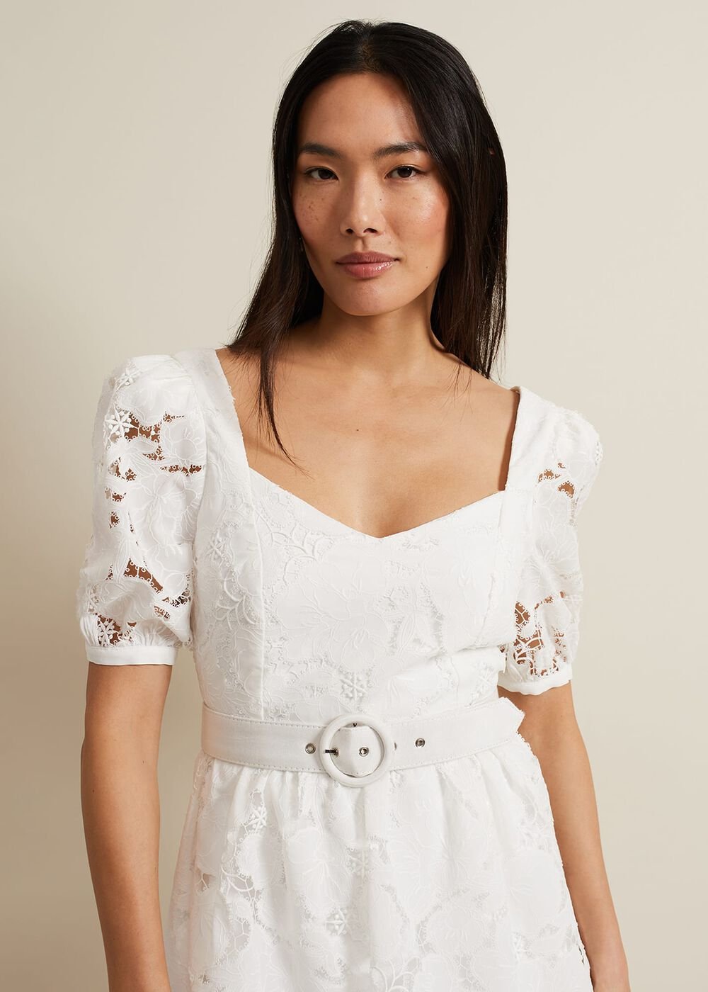 Elyse Lace Tiered Wedding Dress - Ivory