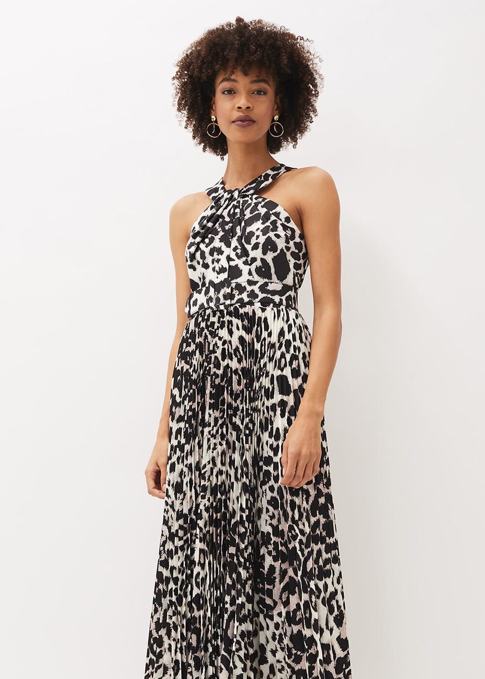 Chelsie Leopard Print Midaxi Dress - Multi-Coloured