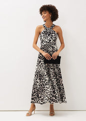 Chelsie Leopard Print Midaxi Dress - Multi-Coloured