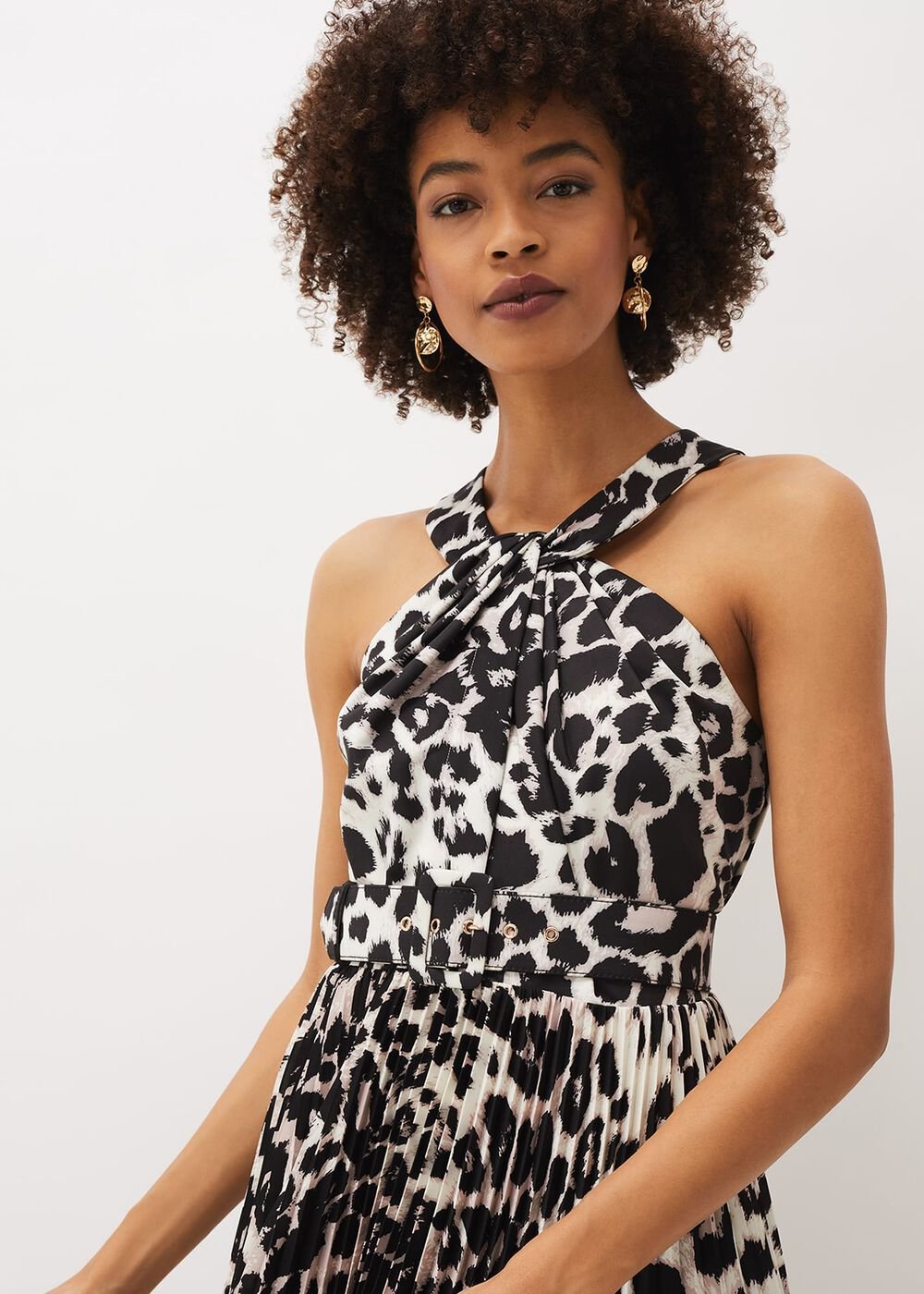 Chelsie Leopard Print Midaxi Dress - Multi-Coloured