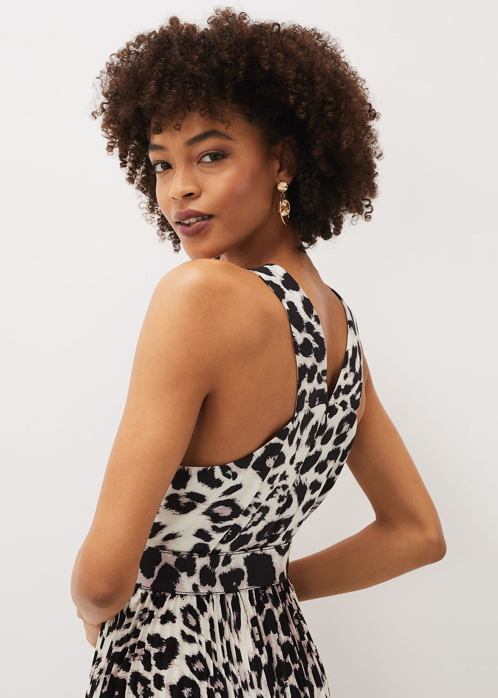 Chelsie Leopard Print Midaxi Dress - Multi-Coloured