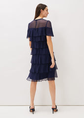 Nika Tiered Shift Dress - Navy