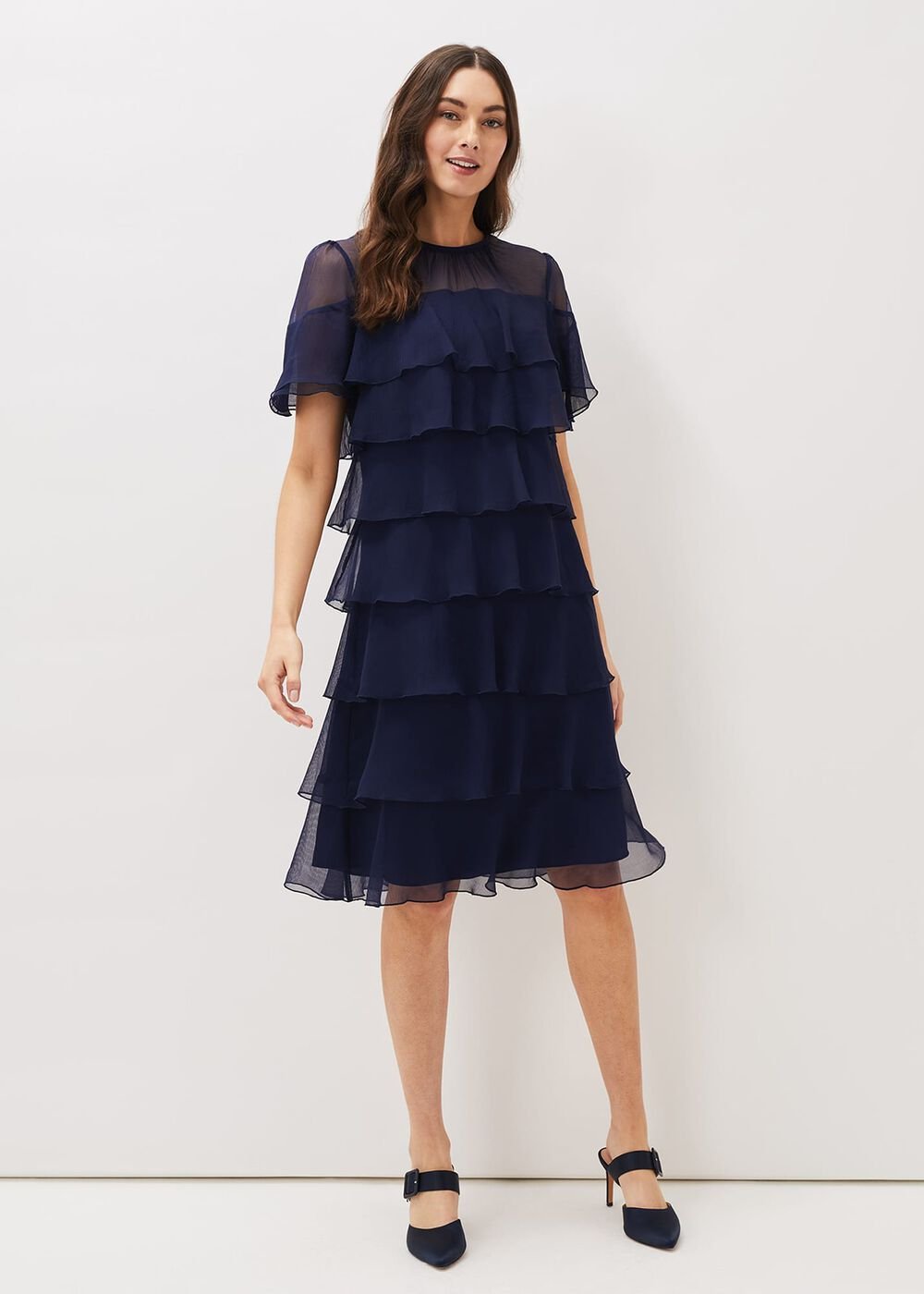 Nika Tiered Shift Dress - Navy