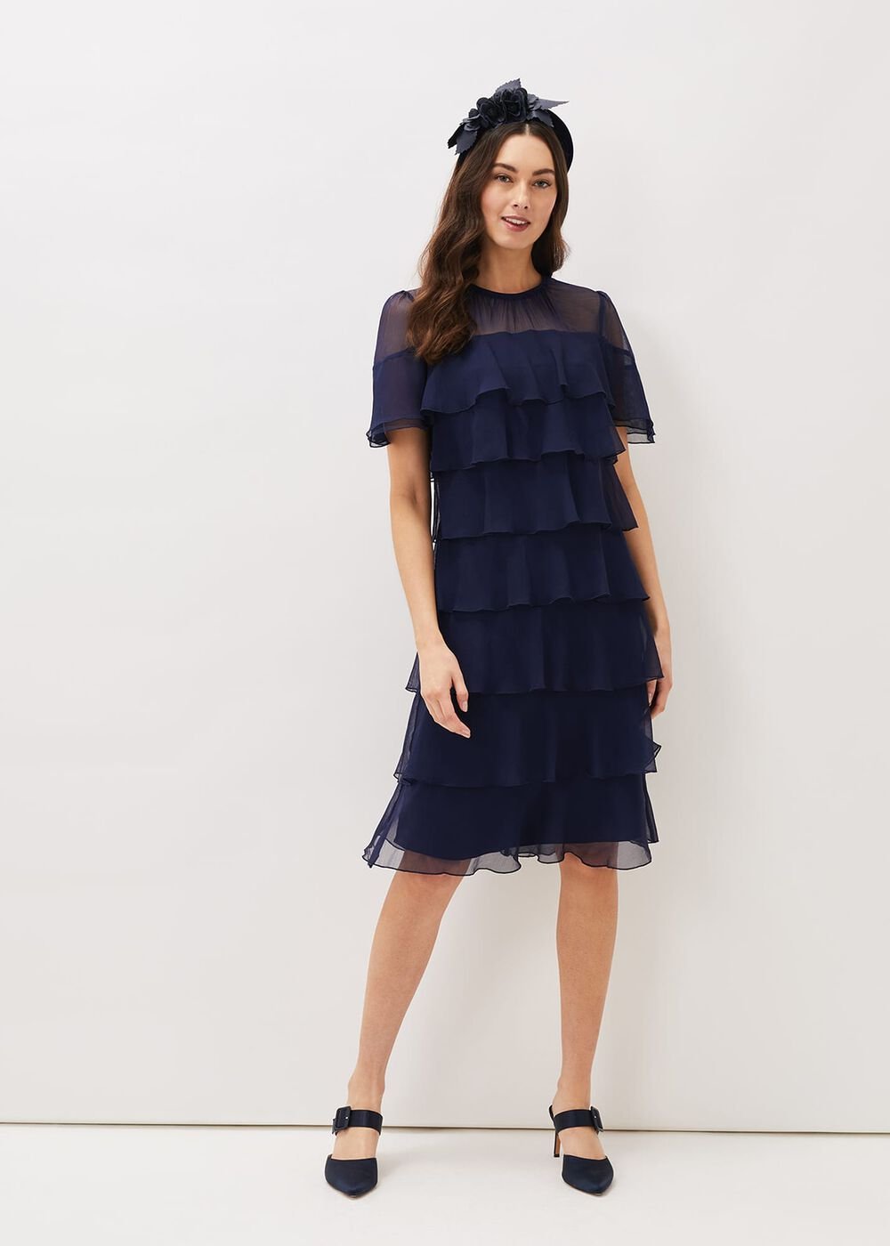 Nika Tiered Shift Dress - Navy