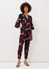 Darcey Floral Textured Tapered Jumpsuit - Multi-Coloured