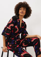 Darcey Floral Textured Tapered Jumpsuit - Multi-Coloured