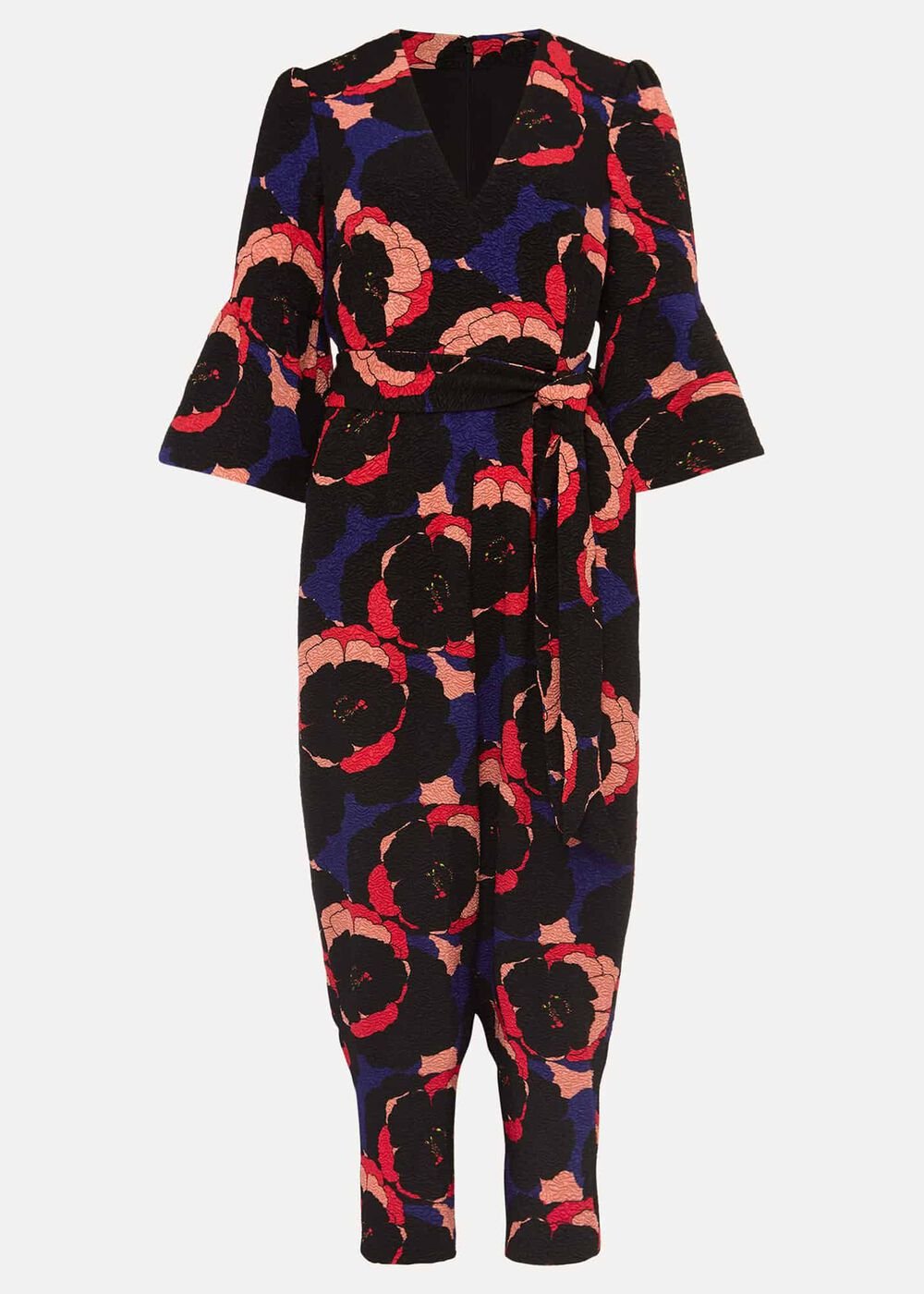 Darcey Floral Textured Tapered Jumpsuit - Multi-Coloured