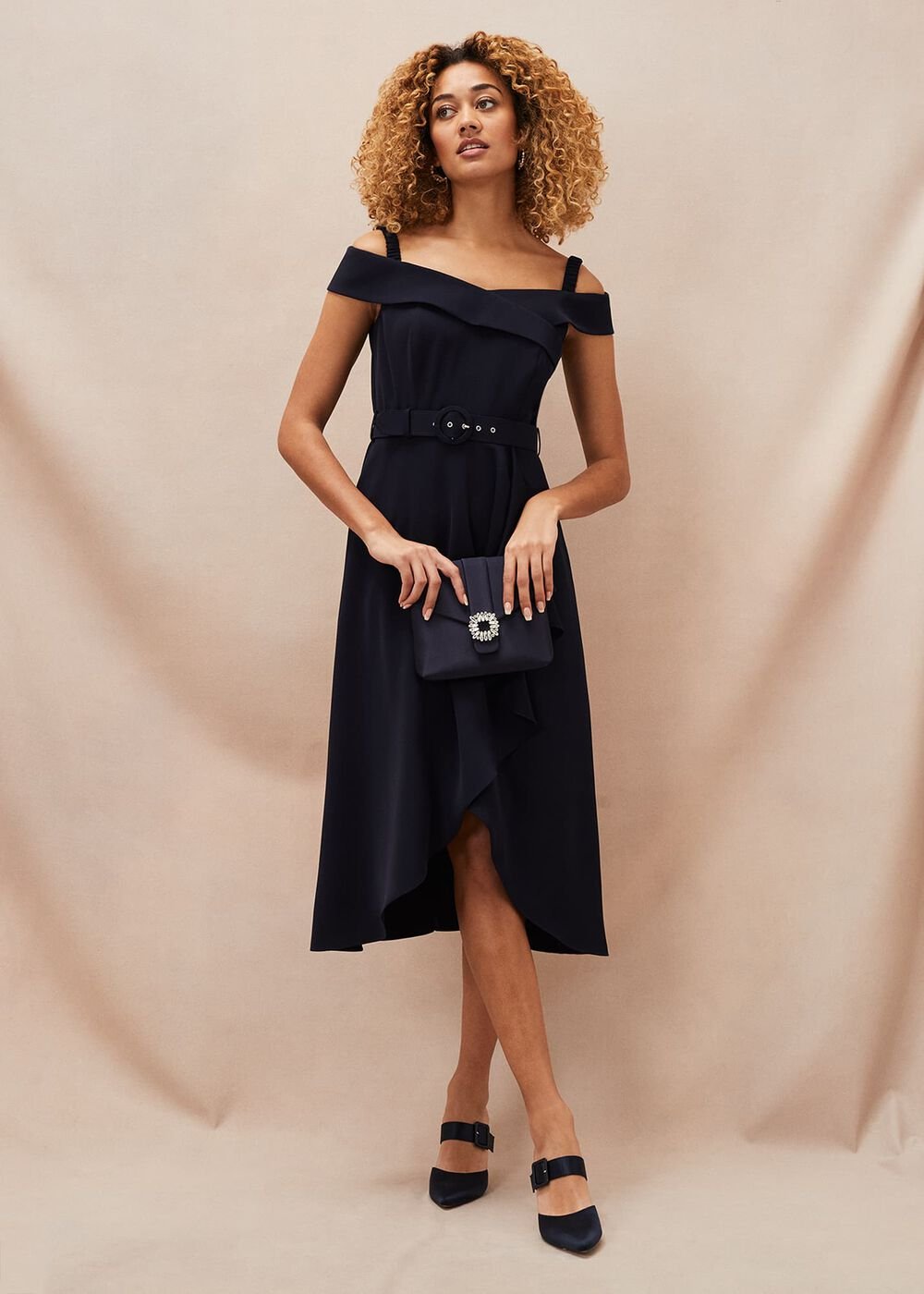 Ashleigh Bardot Dress - Navy