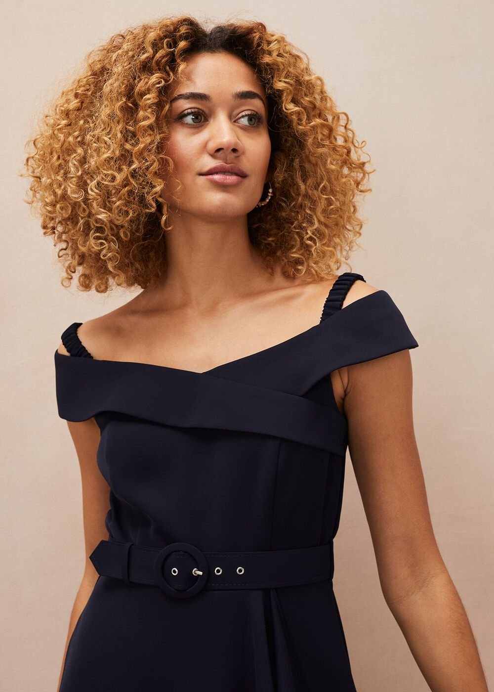 Ashleigh Bardot Dress - Navy