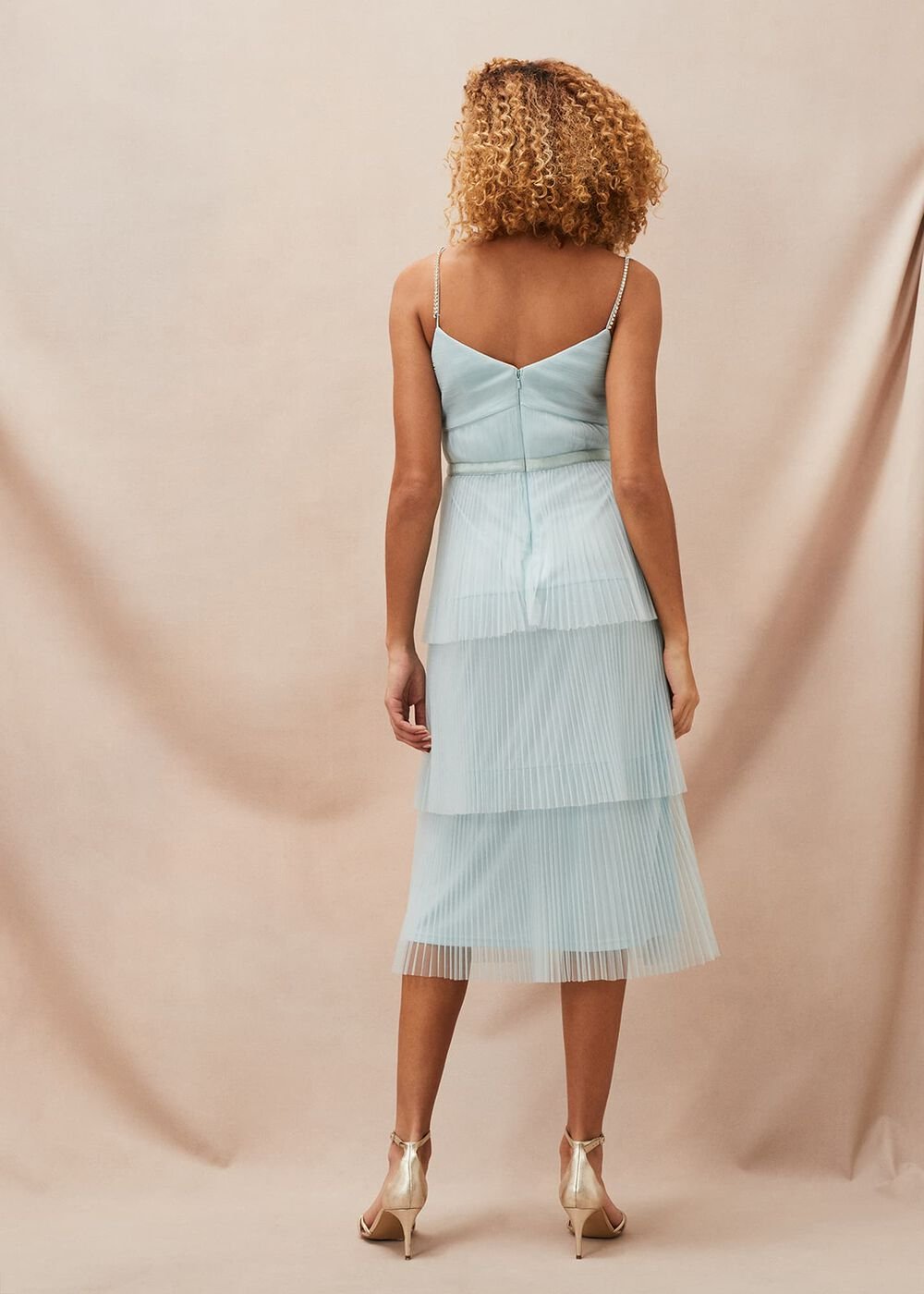 Kaia Pleated Tulle Midi Dress - Eau De Nil