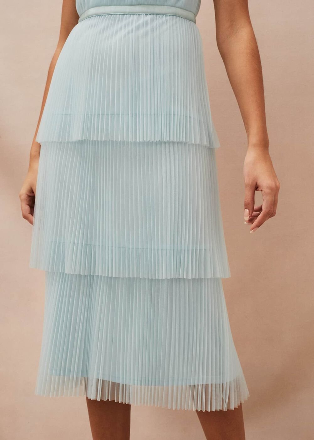 Kaia Pleated Tulle Midi Dress - Eau De Nil