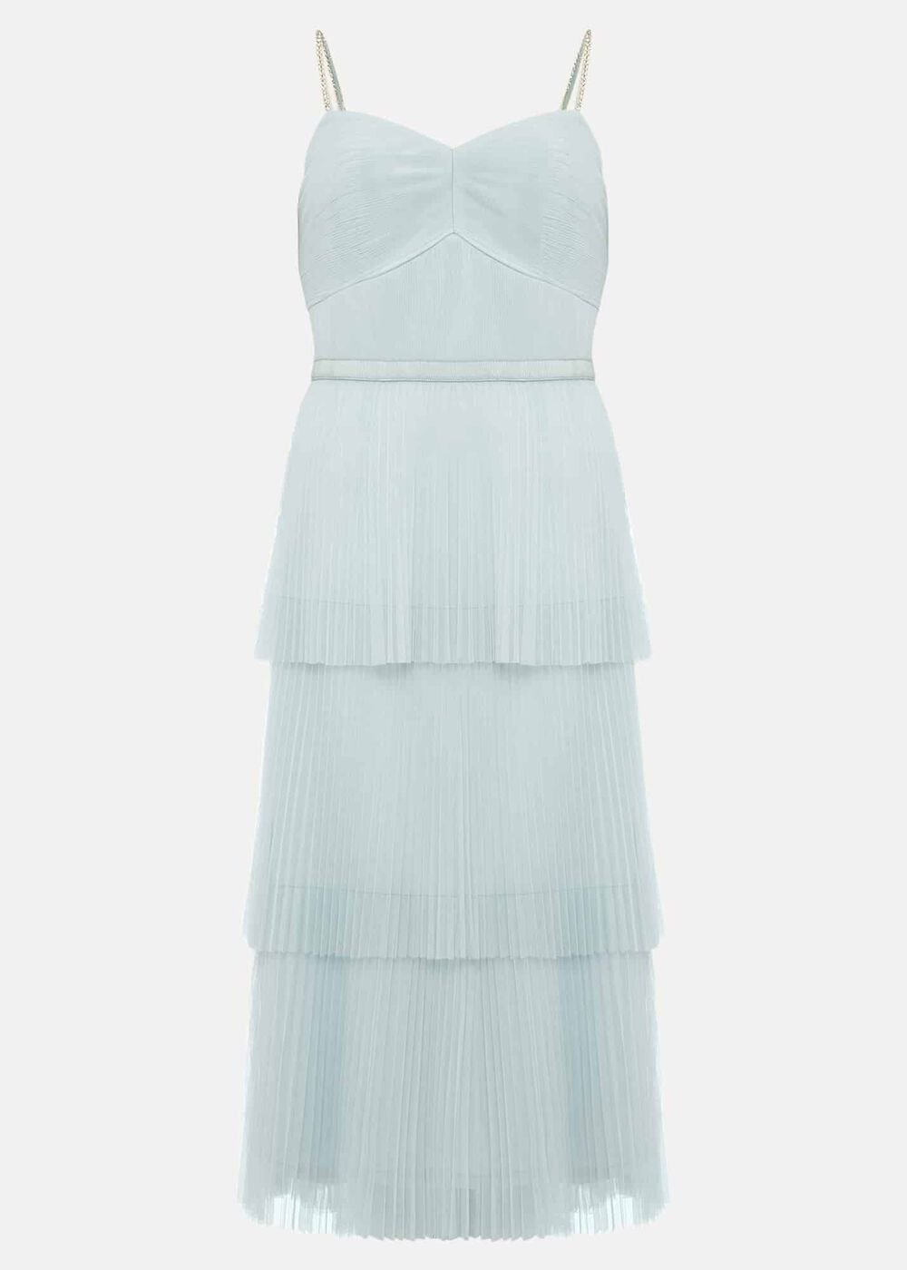 Kaia Pleated Tulle Midi Dress - Eau De Nil