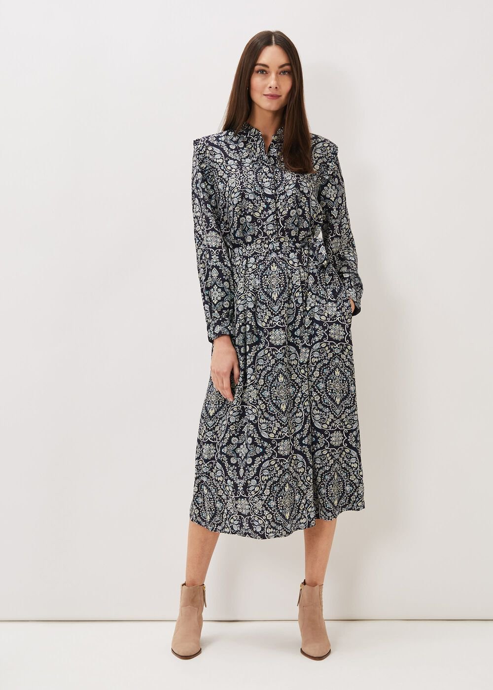 Polly Paisley Print Midi Dress - Multi-Coloured