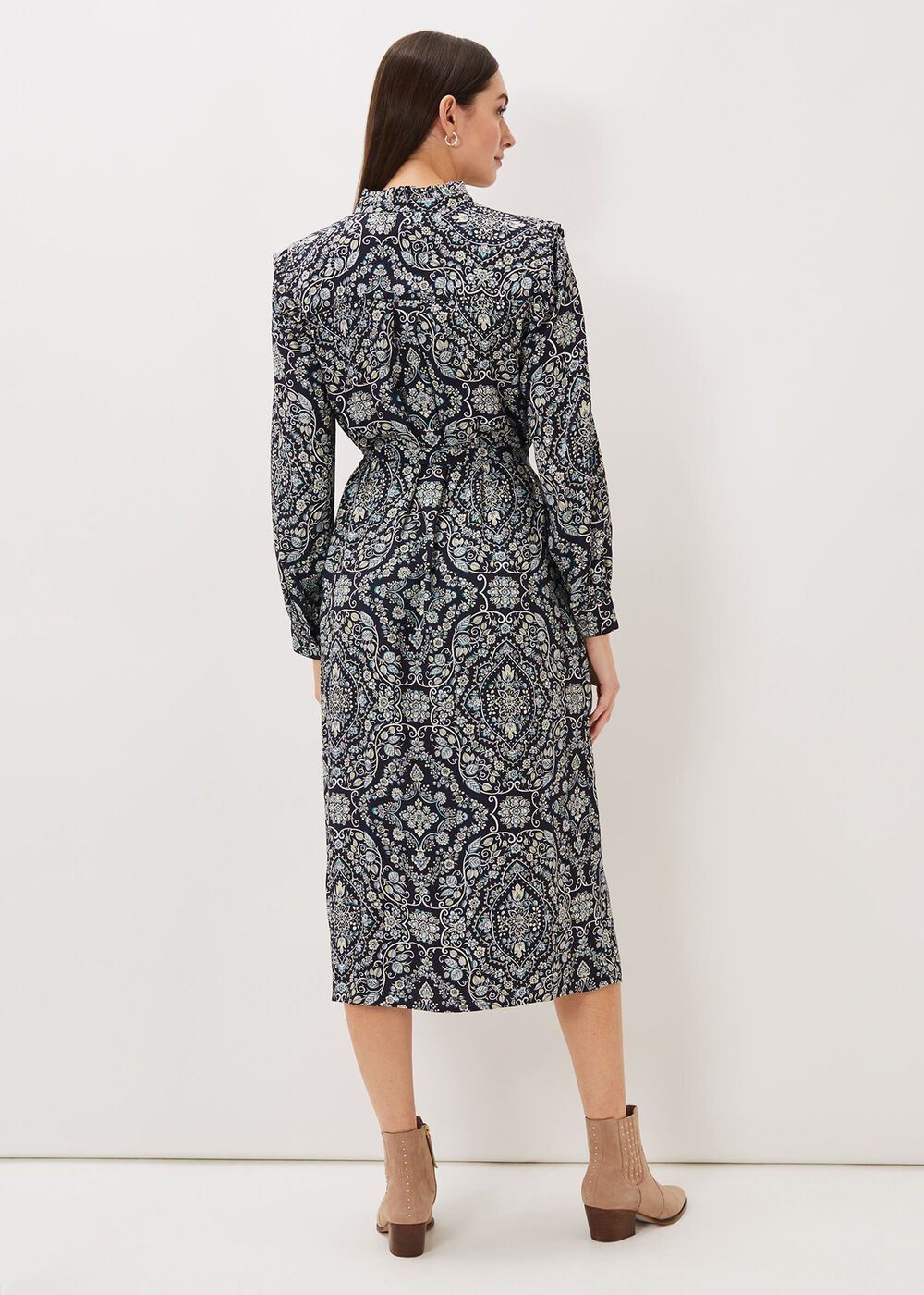 Polly Paisley Print Midi Dress - Multi-Coloured