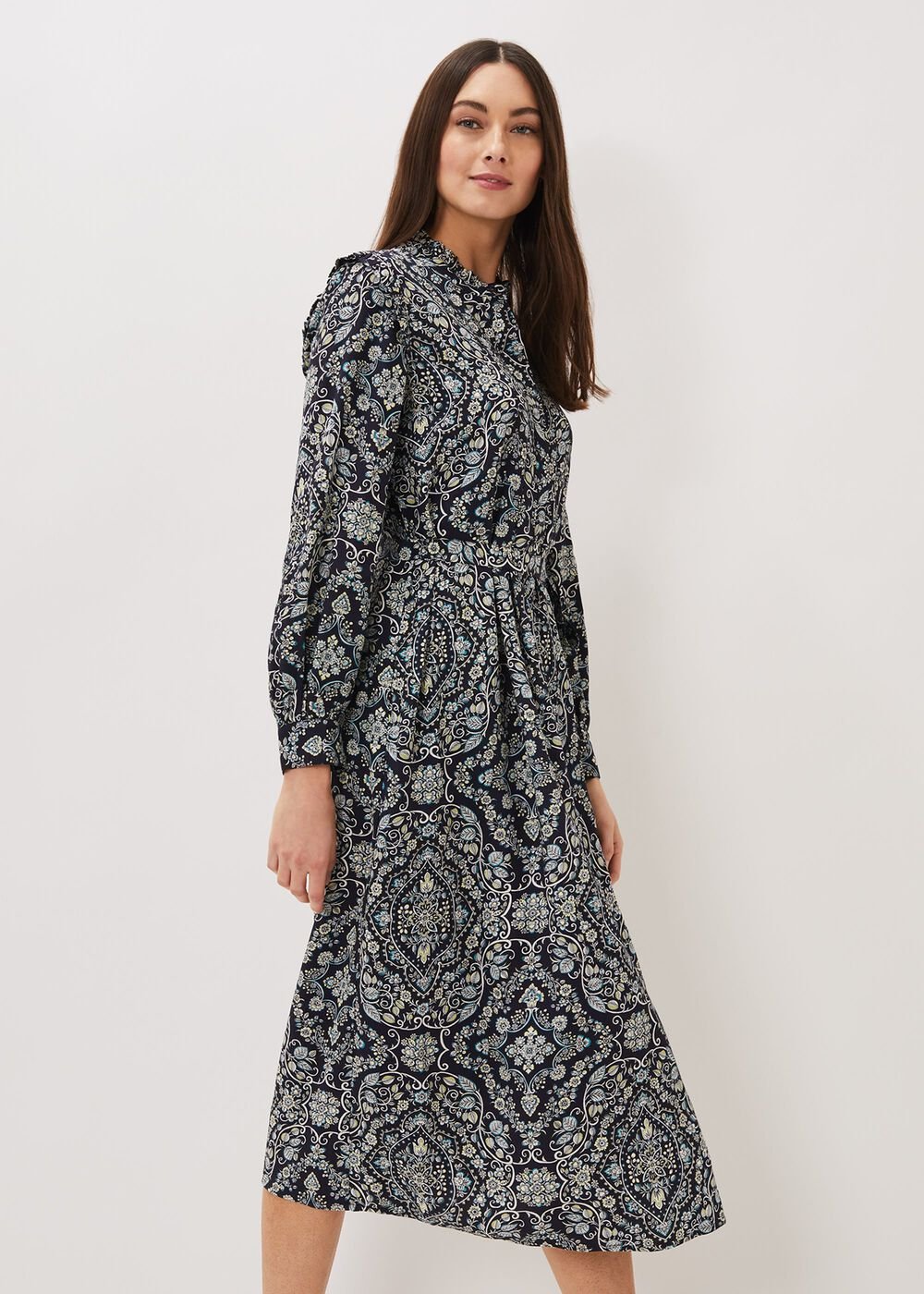 Polly Paisley Print Midi Dress - Multi-Coloured