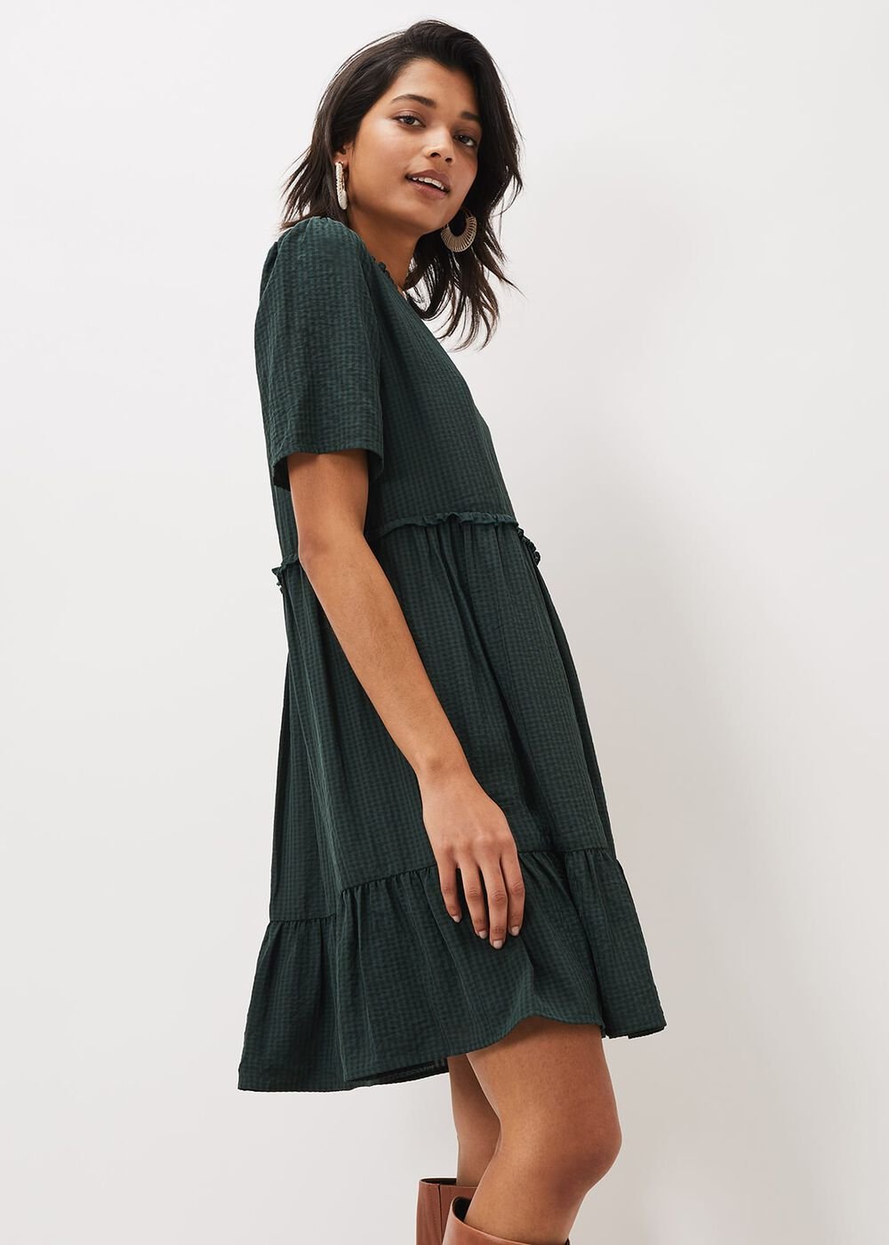 Likita Textured Swing Dress - Green