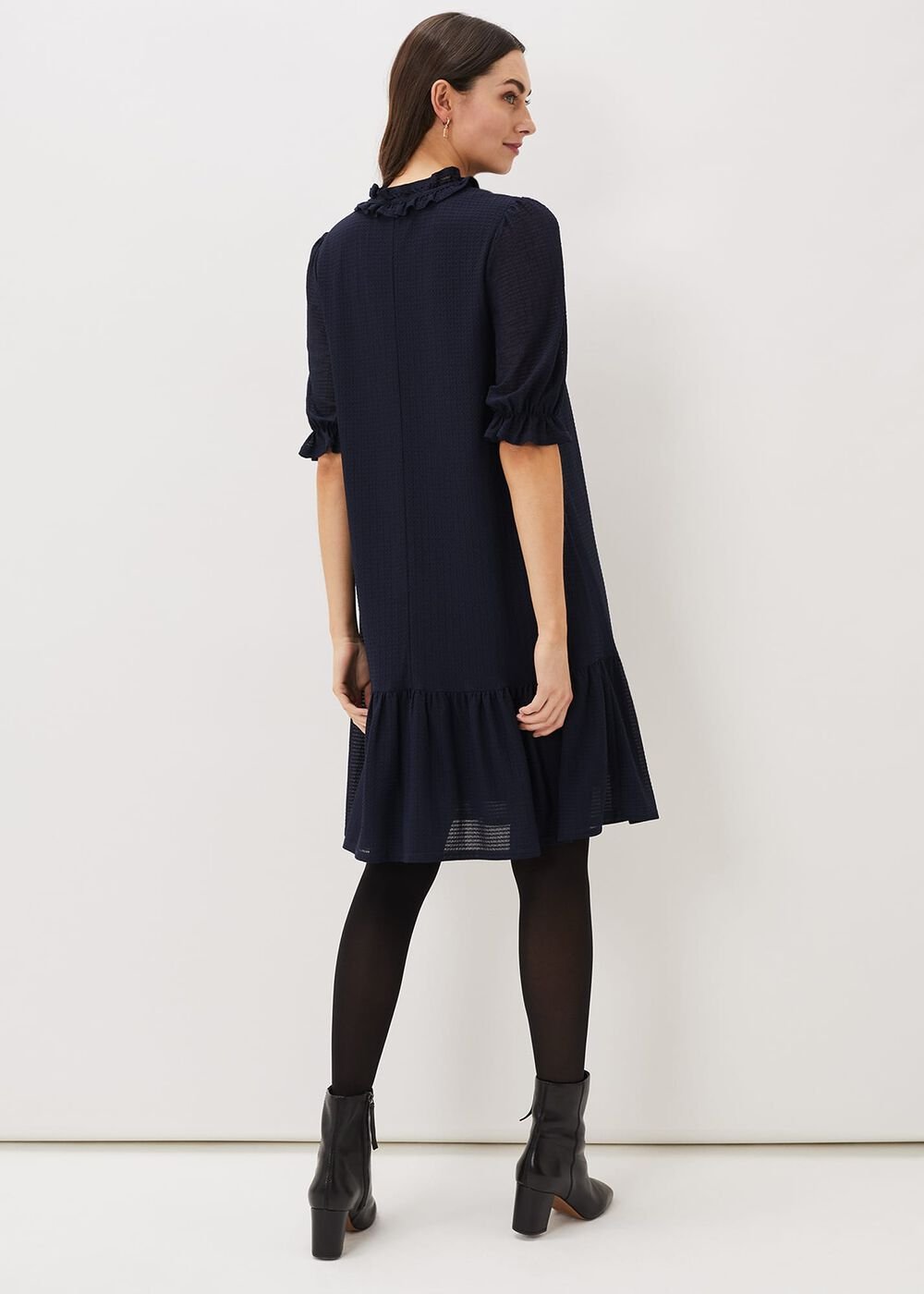 Aerin Textured Swing Dress - Navy
